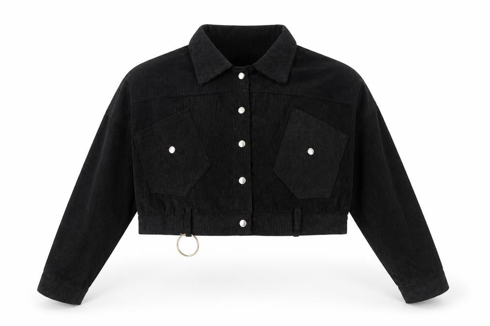 Classic Fashion Womens Black Jacket Size S Snap