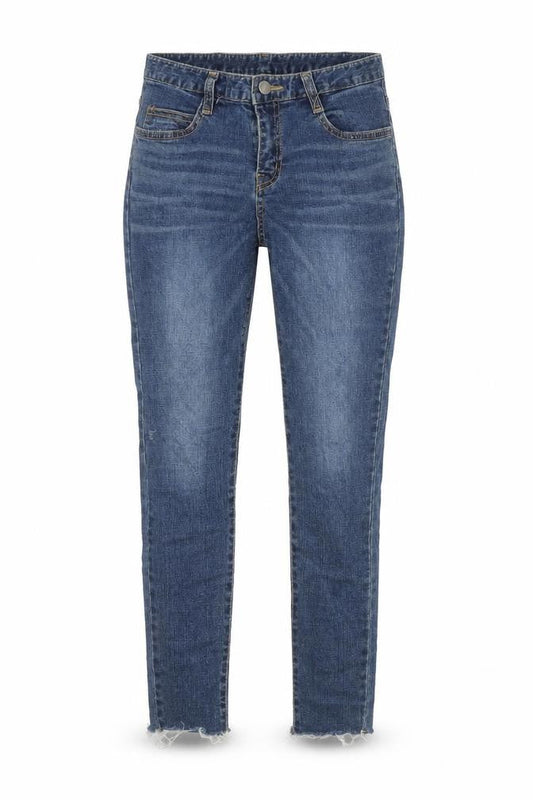 Womens Blue Cotton Skinny Jeans Size S Regular Zip - Distressed Hems