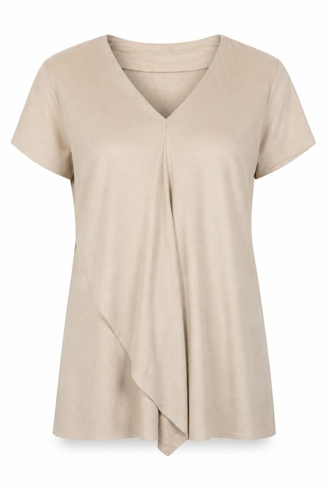 Zara Womens Beige Polyester Shift Size M V-Neck Zip