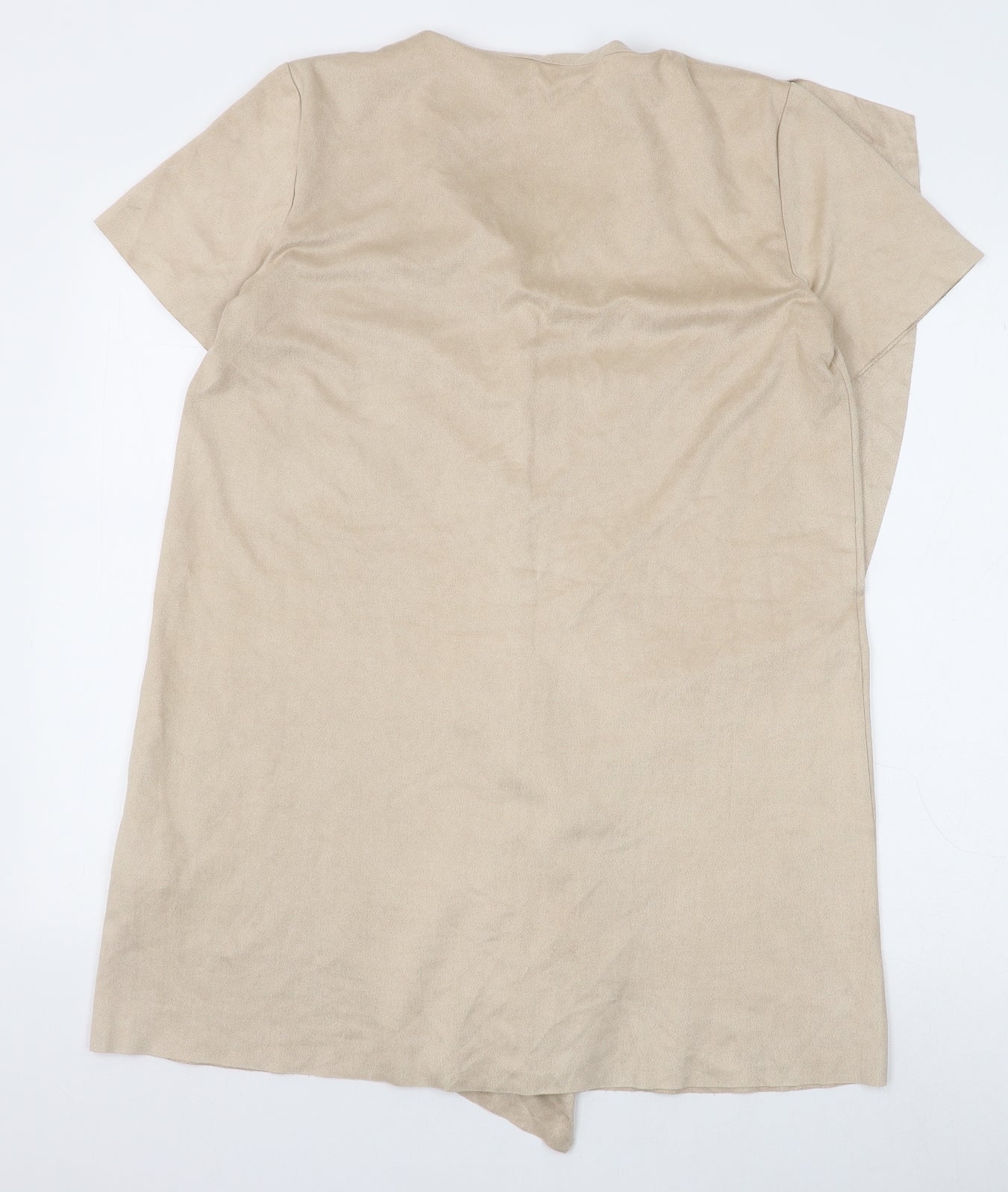 Zara Womens Beige Polyester Shift Size M V-Neck Zip