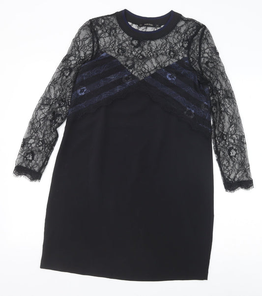 Zara Womens Black Polyamide Shift Size XS Round Neck Pullover - Lace Top