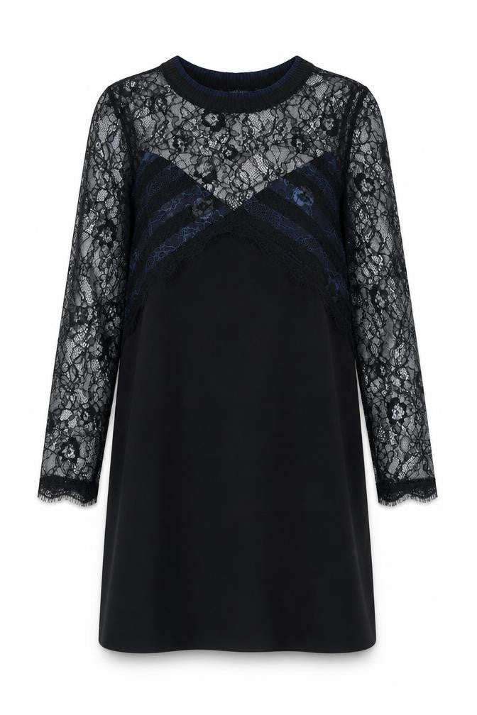 Zara Womens Black Polyamide Shift Size XS Round Neck Pullover - Lace Top