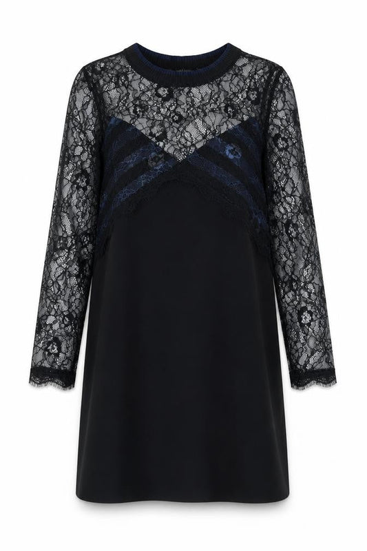 Zara Womens Black Polyamide Shift Size XS Round Neck Pullover - Lace Top