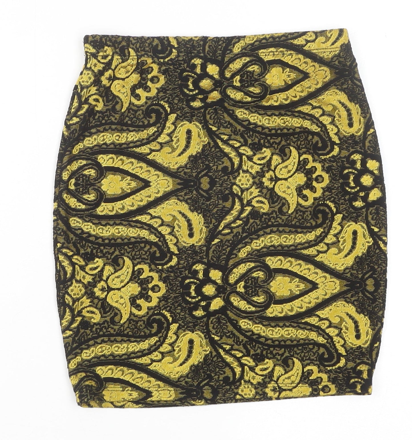 Topshop Womens Yellow Paisley Polyester Mini Skirt Size 8