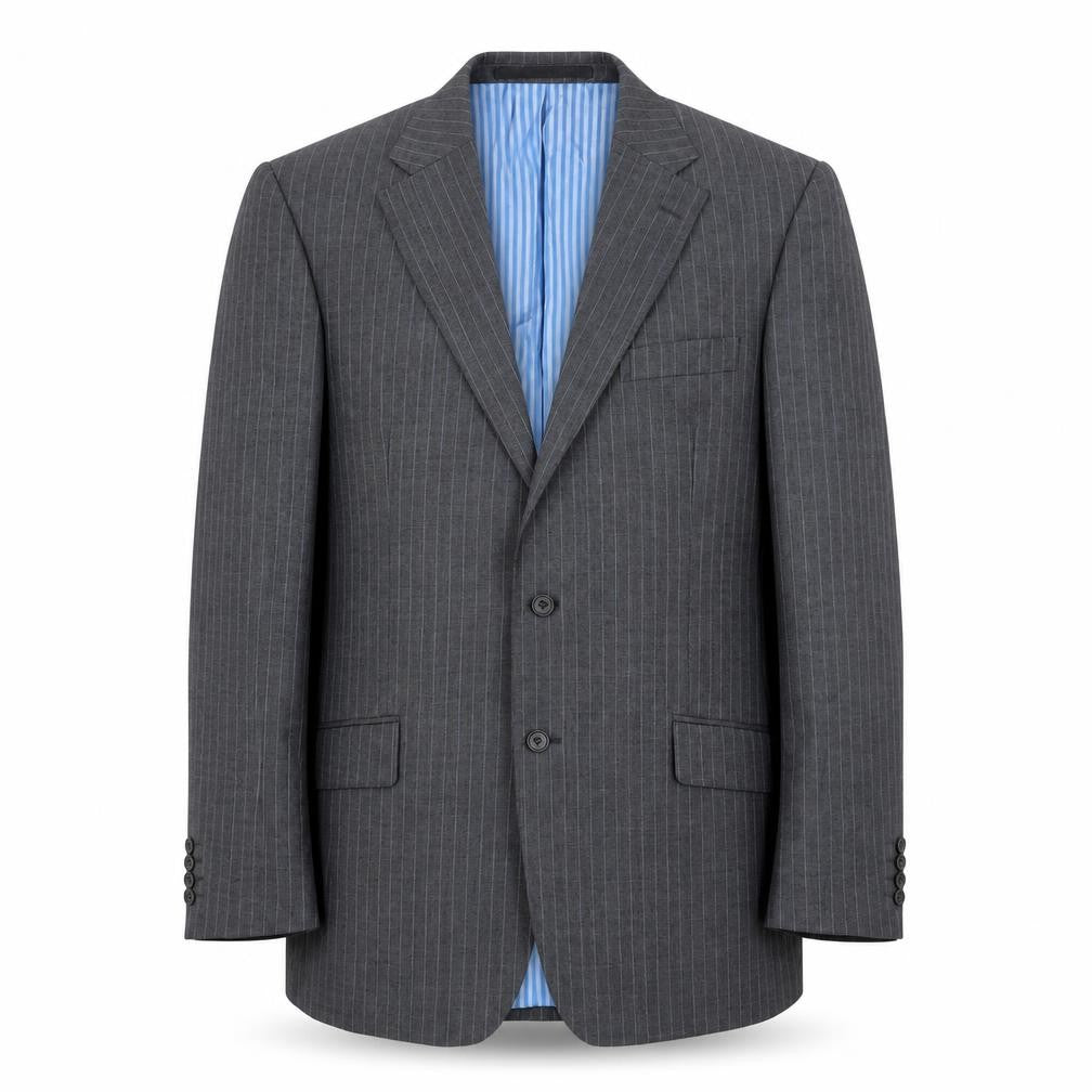 Marks & Spencer Mens Grey Striped Viscose Jacket Suit Jacket Size 46 Regular
