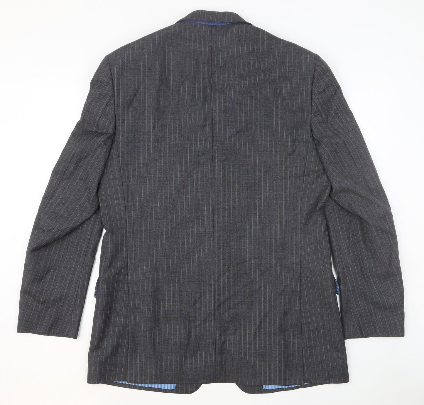 Marks and Spencer Mens Grey Striped Viscose Jacket Suit Jacket Size 46 Regular