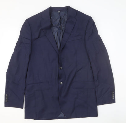 Autograph Mens Blue Wool Jacket Blazer Size 40 Regular