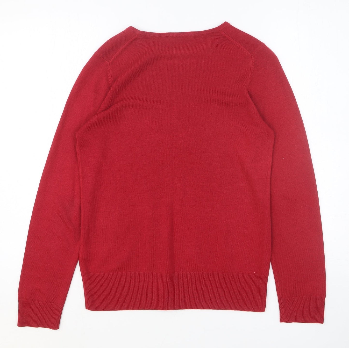 Marks and Spencer Womens Red Boat Neck Acrylic Pullover Jumper Size 8