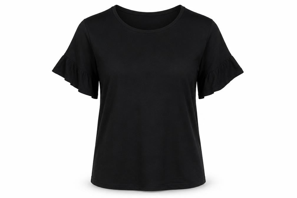 Nutmeg Womens Black Polyester Basic T-Shirt Size 10 Round Neck