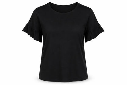 Nutmeg Womens Black Polyester Basic T-Shirt Size 10 Round Neck