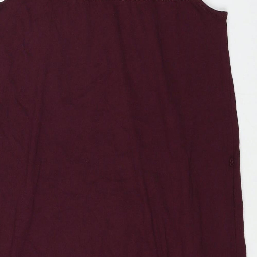 H&M Womens Red Cotton Tank Dress Size XS Round Neck Pullover - Lace Detail