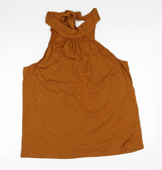 Preworn Womens Brown Polyester Basic Tank Size XL Halter