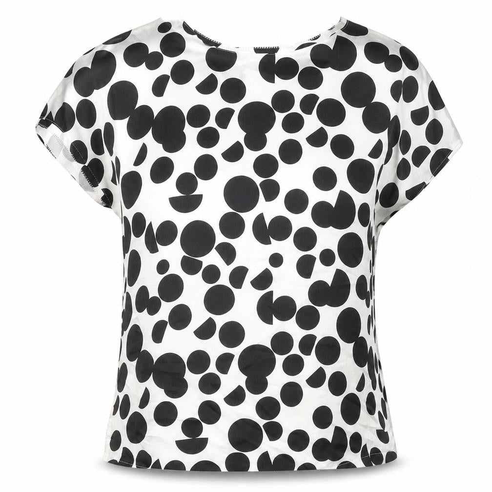 Marks & Spencer Womens White Geometric Viscose Basic Blouse Size 10 Scoop Neck