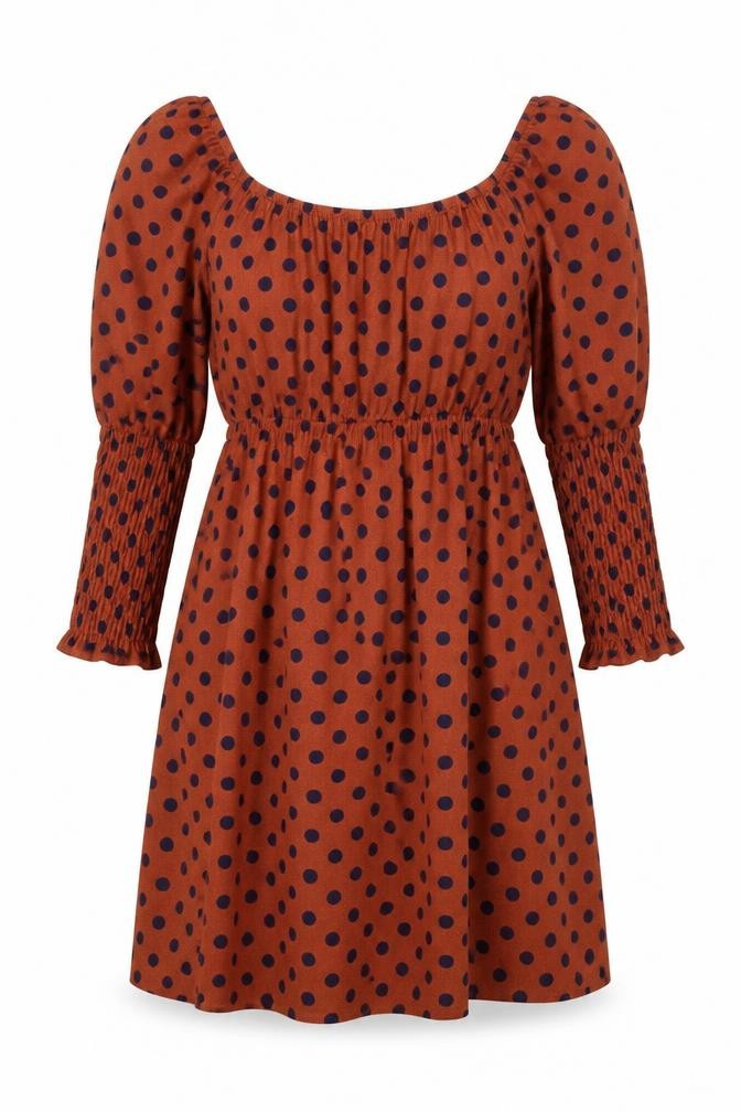 Miss Selfridge Womens Orange Polka Dot Polyester A-Line Size 10 Off the Shoulder Pullover