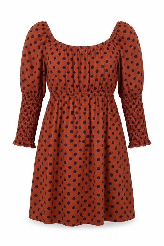 Miss Selfridge Womens Orange Polka Dot Polyester A-Line Size 10 Off the Shoulder Pullover