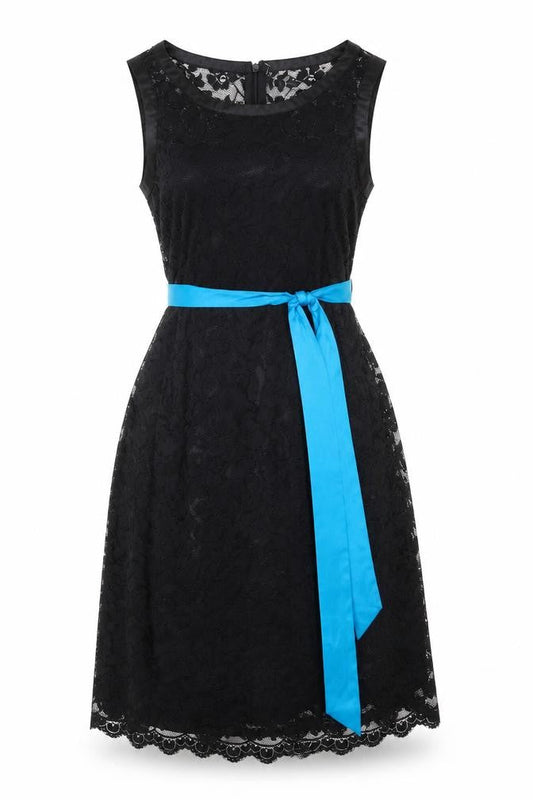 Womens Black Polyester Fit & Flare One Size Boat Neck Zip