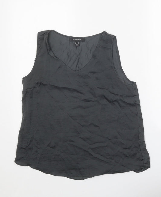 Atmosphere Womens Grey Polyester Basic Tank Size 10 V-Neck