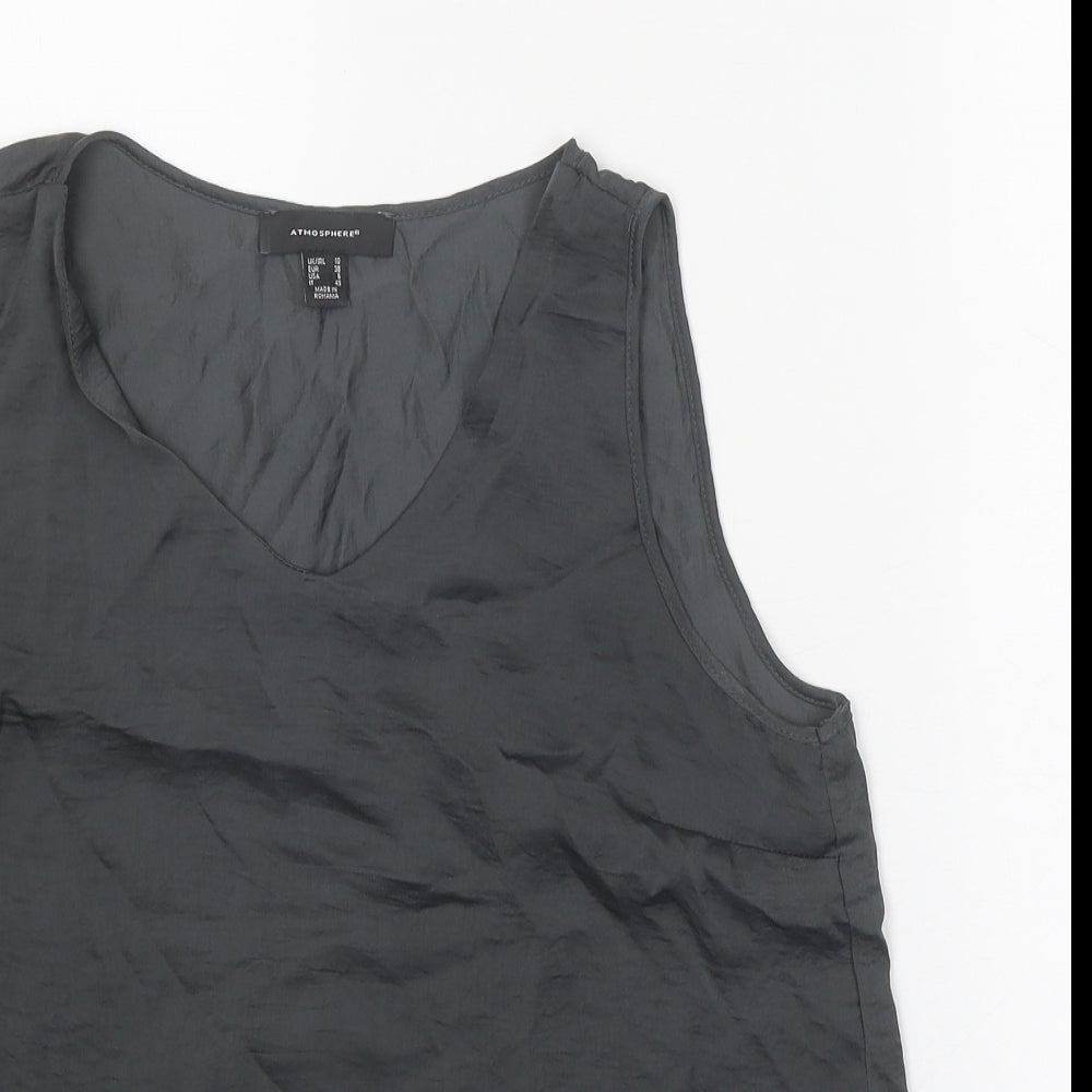Atmosphere Womens Grey Polyester Basic Tank Size 10 V-Neck
