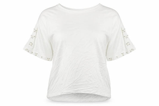 F&F Womens White Viscose Basic T-Shirt Size 14 Scoop Neck - Cold Shoulder