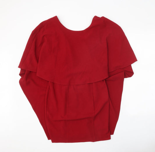 Shop Direct Womens Red Polyester Sheath Size 10 Boat Neck Zip