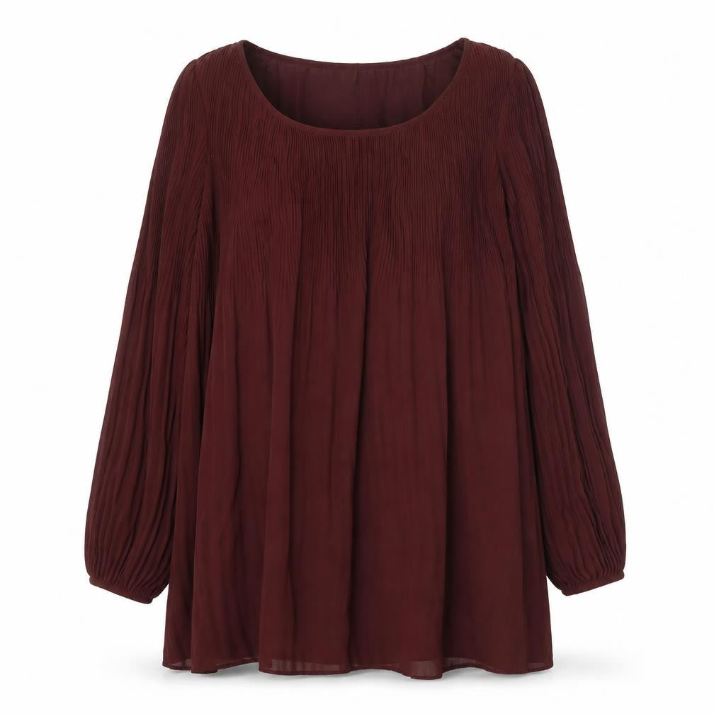 Phase Eight Womens Brown Polyester Trapeze & Swing Size 8 Scoop Neck Pullover - Pleated