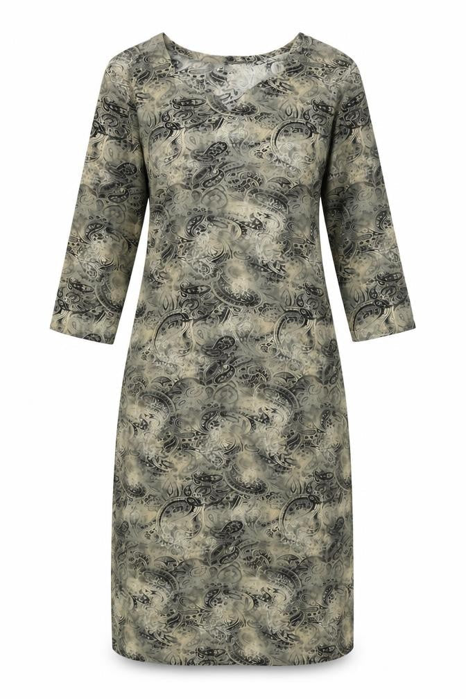 Preworn Womens Grey Paisley Polyester A-Line One Size Scoop Neck Pullover