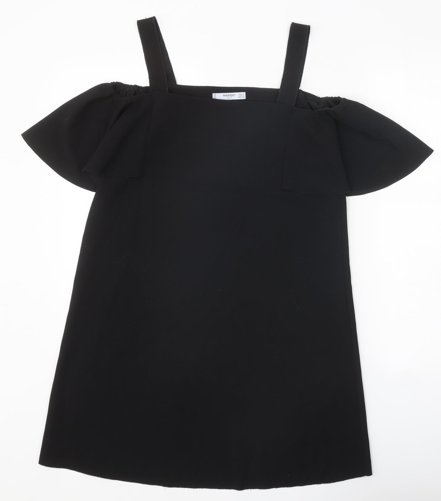 Mango Womens Black Polyester Shift Size S Square Neck Pullover - Cold Shoulder