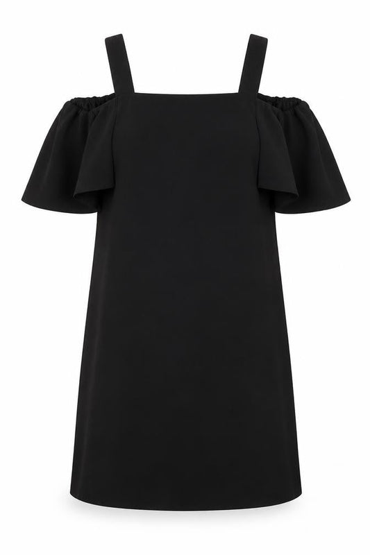 Mango Womens Black Polyester Shift Size S Square Neck Pullover - Cold Shoulder