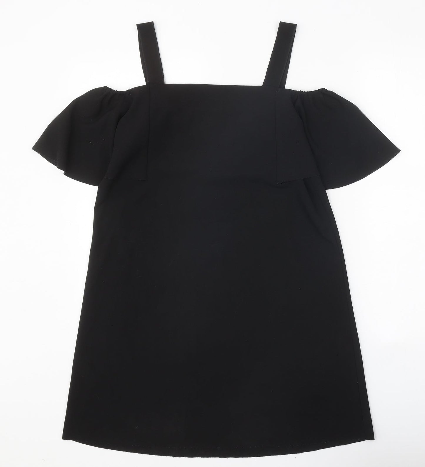 Mango Womens Black Polyester Shift Size S Square Neck Pullover - Cold Shoulder