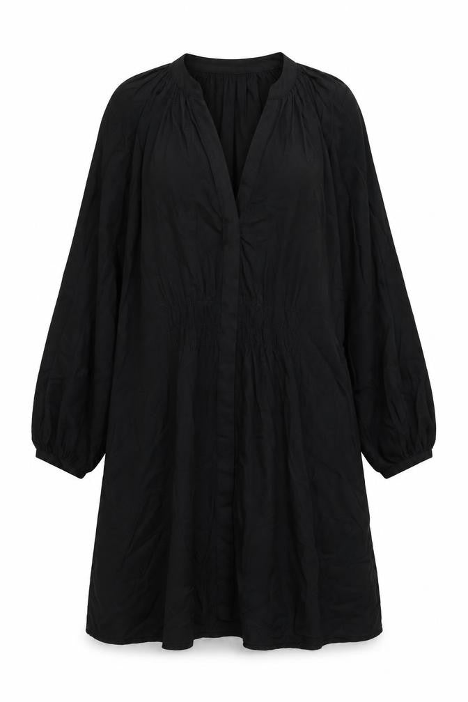 MNG Womens Black Viscose A-Line Size L V-Neck Button