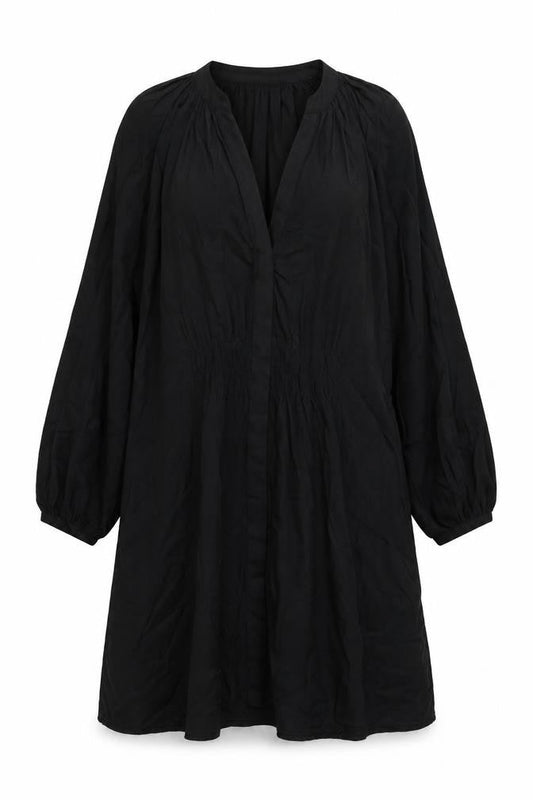 Mango Womens Black Viscose A-Line Size L V-Neck Button