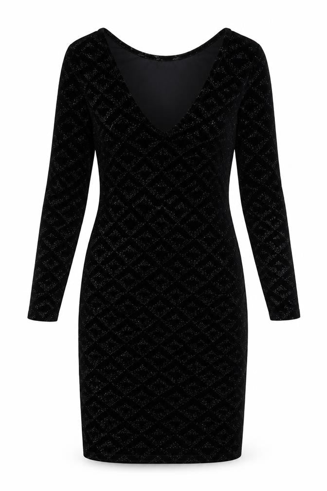 Warehouse Womens Black Geometric Polyester Bodycon Size 8 Scoop Neck Pullover