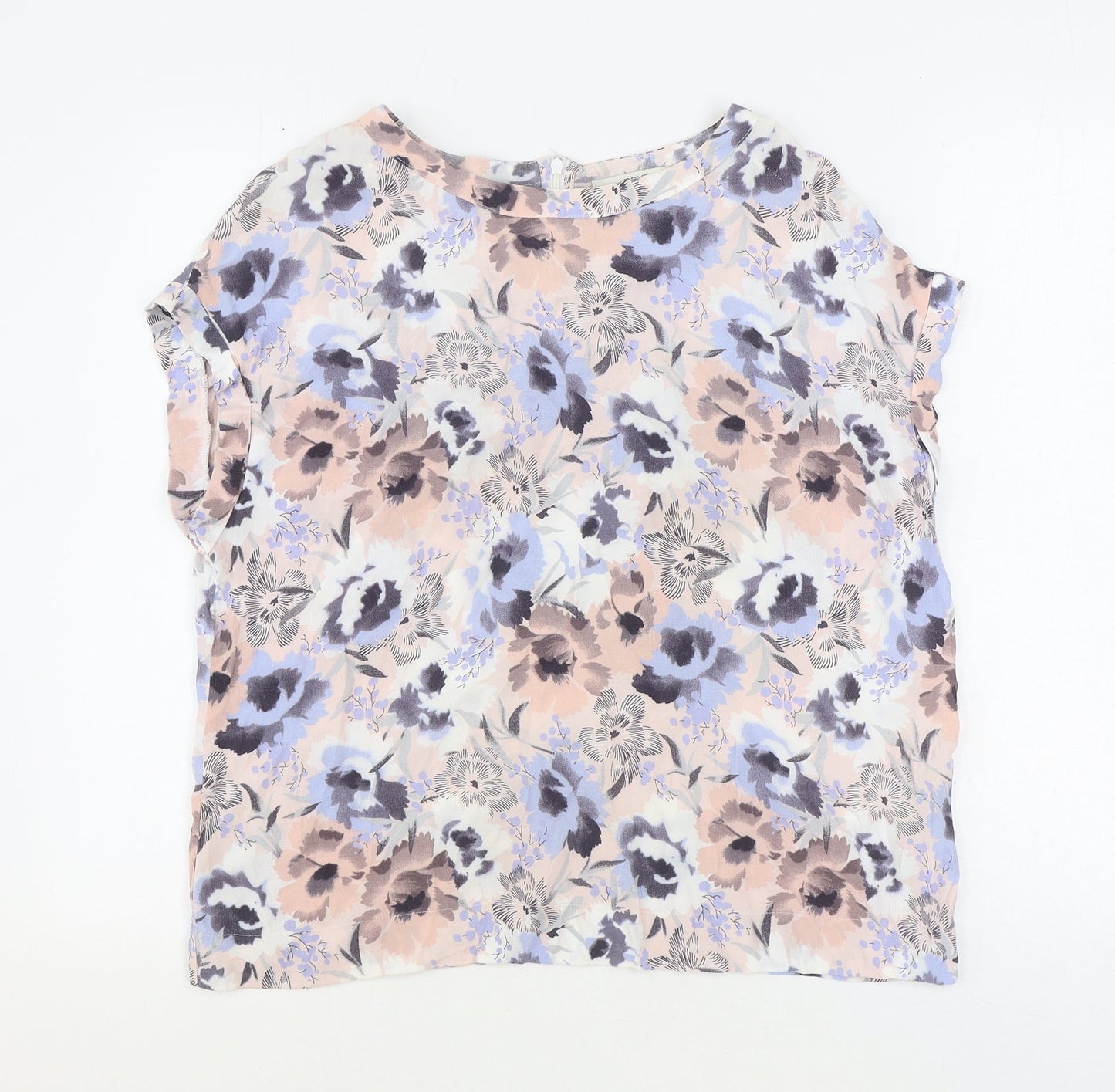 NEXT Womens Multicoloured Floral Viscose Basic Blouse Size 14 Boat Neck