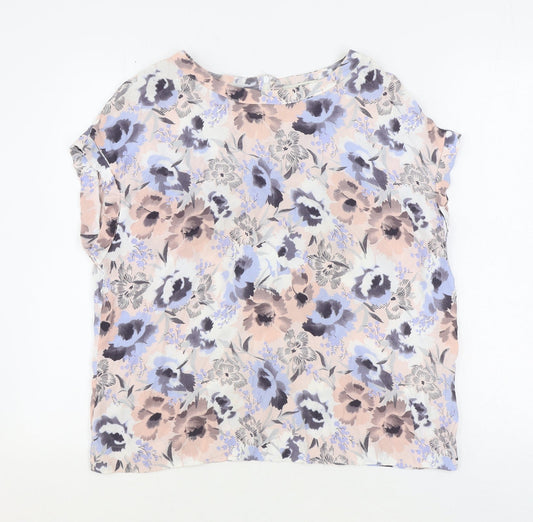 NEXT Womens Multicoloured Floral Viscose Basic Blouse Size 14 Boat Neck