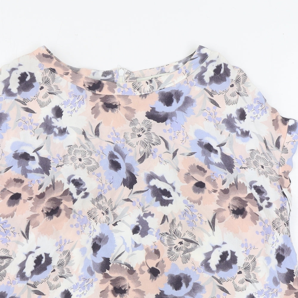 NEXT Womens Multicoloured Floral Viscose Basic Blouse Size 14 Boat Neck