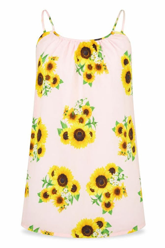 Preworn Womens Yellow Floral Polyester Camisole Tank Size S Scoop Neck - Sunflower