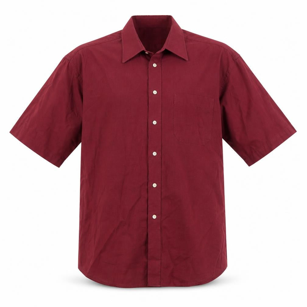 Marks & Spencer Mens Red Cotton Button-Up Size 16.5 Collared Button