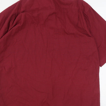 Marks & Spencer Mens Red Cotton Button-Up Size 16.5 Collared Button