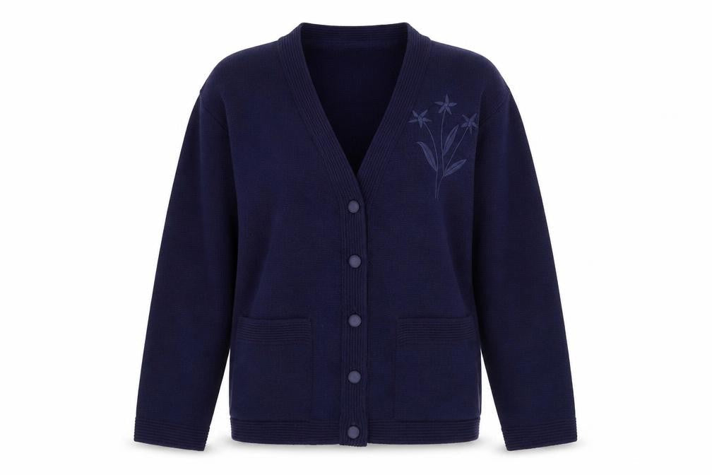 Rival Womens Blue V-Neck Polyester Cardigan Jumper Size S