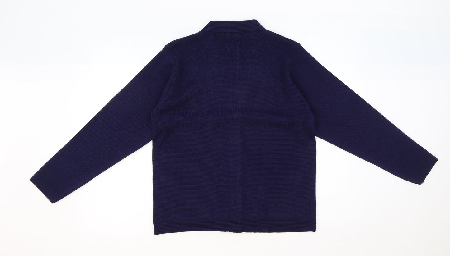 Rival Womens Blue V-Neck Polyester Cardigan Jumper Size S