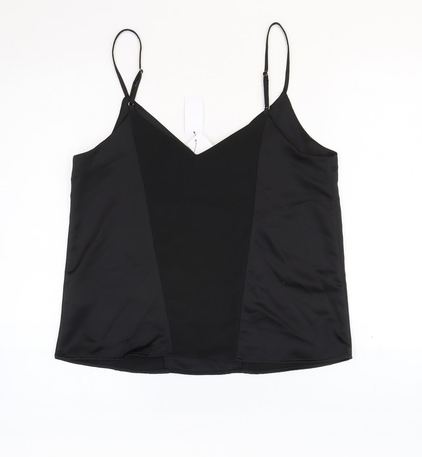 Topshop Womens Black Polyester Camisole Tank Size 10 V-Neck - Cropped