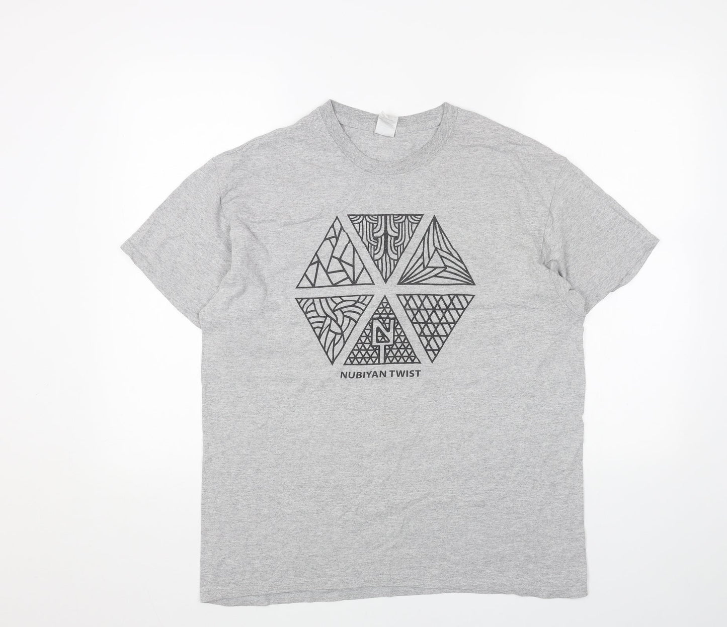 Gildan Womens Grey Cotton Basic T-Shirt Size L Scoop Neck - Nubiyan Twist