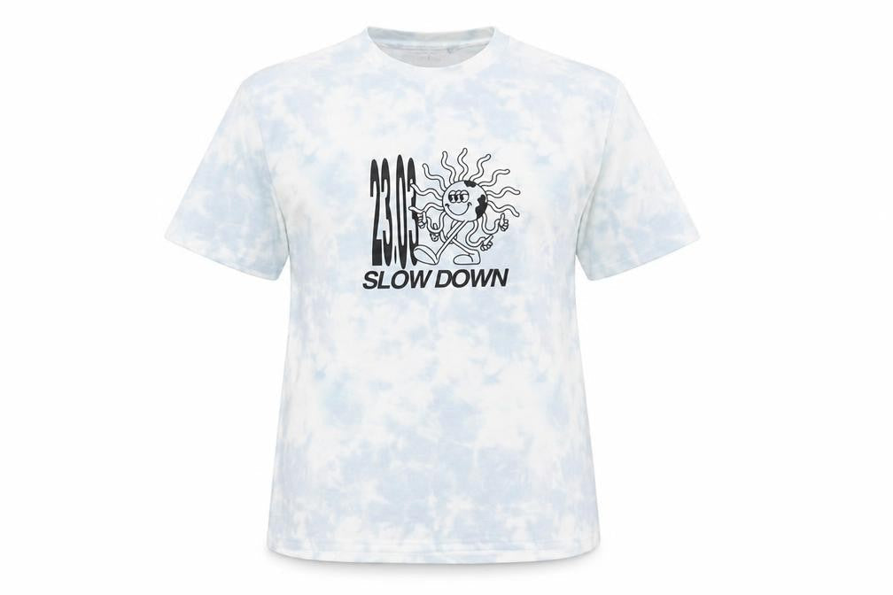 Adolescent Womens Blue Cotton Basic T-Shirt Size M Scoop Neck - Slow Down