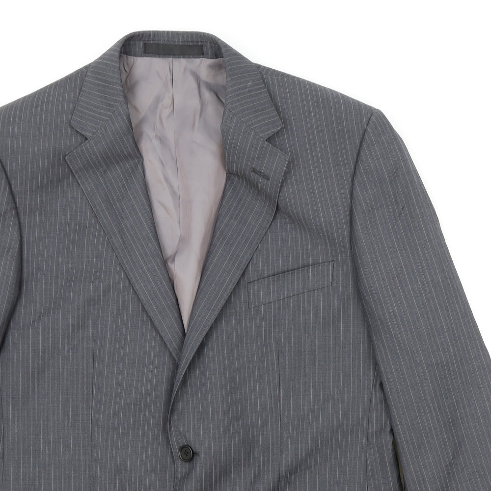 Marks and Spencer Mens Grey Striped Wool Jacket Suit Jacket Size 42 Regular
