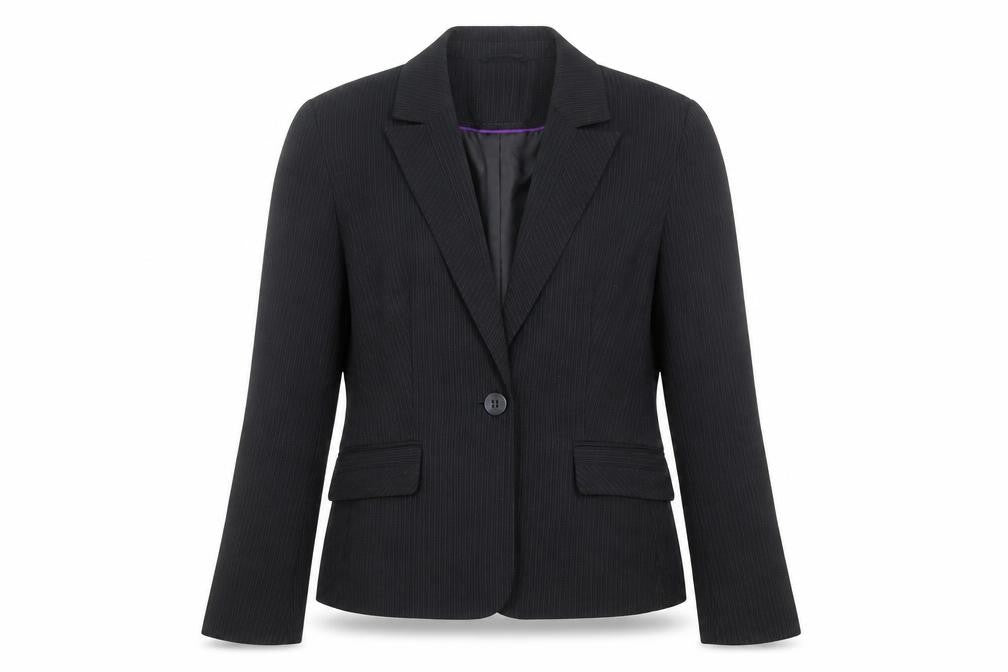 Papaya Womens Black Striped Polyester Jacket Blazer Size 14