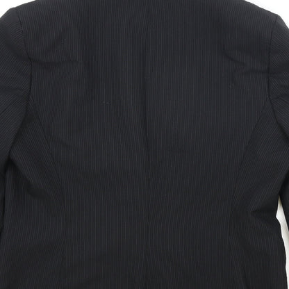 Papaya Womens Black Striped Polyester Jacket Blazer Size 14