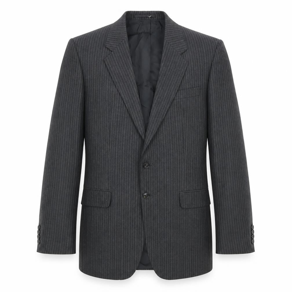 St Michael Mens Grey Striped Polyester Jacket Suit Jacket Size 38 Regular