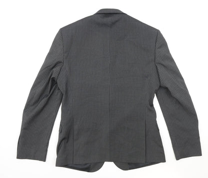 Next Mens Grey Striped Polyester Jacket Blazer Size 40 Regular