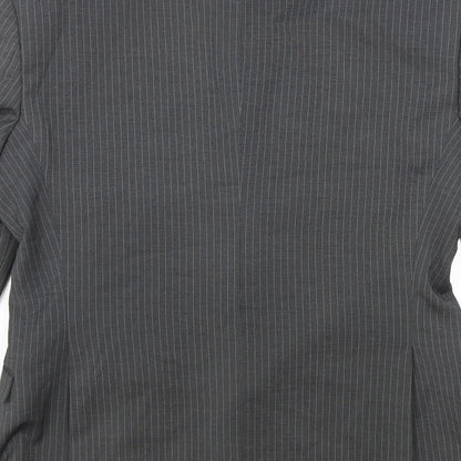 Next Mens Grey Striped Polyester Jacket Blazer Size 40 Regular