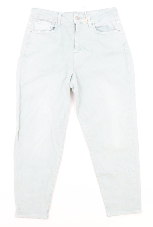 Preworn Womens Green Cotton Tapered Jeans Size 12 Regular Zip
